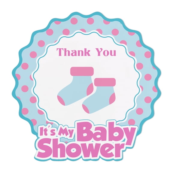 Inkdotpot Pack of 100, Gender Reveal Baby Shower Favors Stickers - Thank You Labels for Baby Shower 2 Inch Candy, Girl/Boy Theme Envelope Seal Stickers