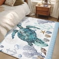 thumbnail image 4 of Blue Sea Turtle Area Rugs 3x5 ft Ocean Watercolor Blue Seastars Seaweed Corals Anchor Washable Rug Non Slip Indoor Carpet Absorbent Floor Mat for Living Room Bedroom Dining Room, 4 of 9
