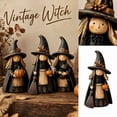 thumbnail image 2 of Vintage Halloween Witch Figurines,Primitive Style Wooden Witch Statues Fall Thanksgiving Halloween Decorations For Home Shelf Farmhouse Decor Gift(3Pcs), 2 of 4
