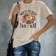 thumbnail image 2 of Camiseta de verano holgada y transpirable de manga corta para mujer en color arena con letras estampadas, 2 of 6