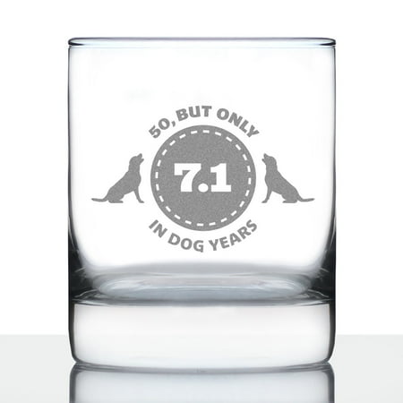 

Dog Years 50 - Whiskey Rocks Glass - 50th Birthday Gifts - 10.25 Ounce