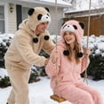 thumbnail image 3 of Soft Plush Cartoon Panda Ear Warmer Hat for Kids Toddler Winter Thick Warm Cute Animal Hat with Ear Flaps, Coffee Brown, 3 of 4