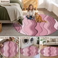 thumbnail image 6 of Area Rug 36in, Abstract Gradient Pink Waves Floor Carpet Living Room Rug, Minimalist Wavy Lines Non-Slip Welcome Mat Indoor Rugs for Bedroom Dining Room, 6 of 9