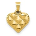 thumbnail image 5 of 14k Yellow Gold Solid Polished & Textured 3D Heart Charm Pendant, 5 of 7