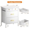 thumbnail image 5 of White Bedside Furniture, Small Dresser, Nightstand with 4 Fabric Drawers, Wood Top & Leather Finish, End Table for Bedroom, White, 5 of 6