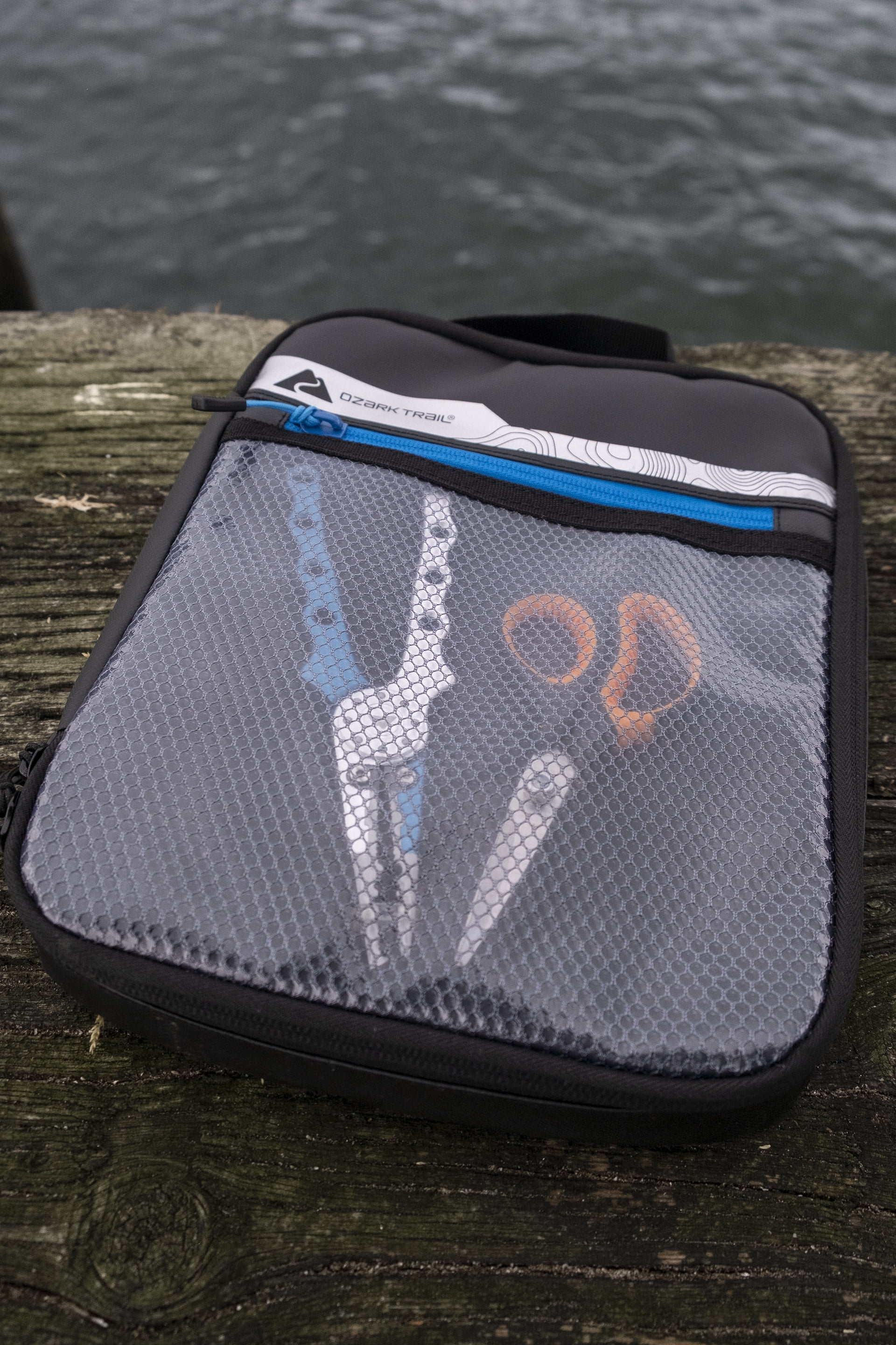Ozark Trail Saltwater Fishing Bait Binder with 10 Resealable Bags, Black, Polyester