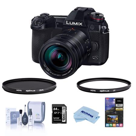 Lumix G9 Mirrorless Camera, Black with Lumix G Leica DG Vario-Elmarit 12-60mm F/2.8-4.0 Lens - Bundle With Hoya NXT Plus 62mm UV Filter, 62mm Circular Polarizer Filter, 64GB SDXC Card, More