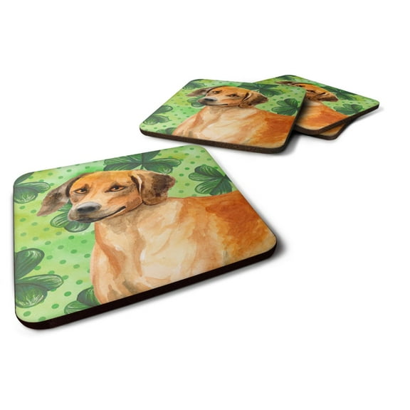 Rhodesian Ridgeback St Patricks Foam Coaster Set of 4 Green