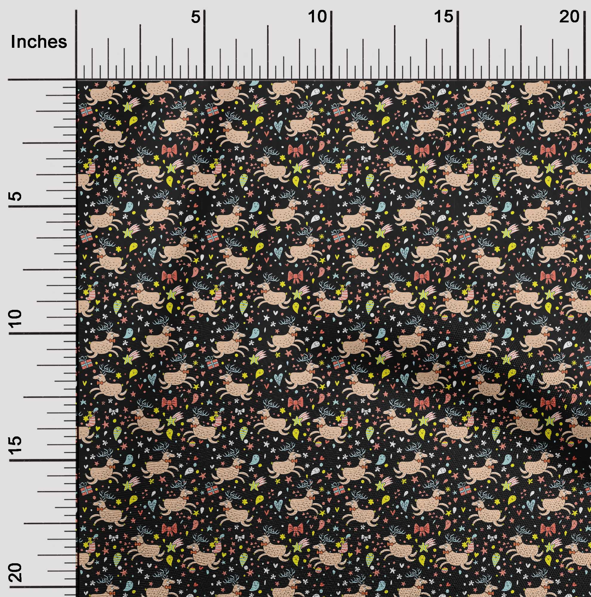 oneOone Polyester Spandex Black Fabric Merry Christmas Sewing Fabric By The Yard Printed Diy Clothing Sewing Supplies 56 Inch Wide-AO0