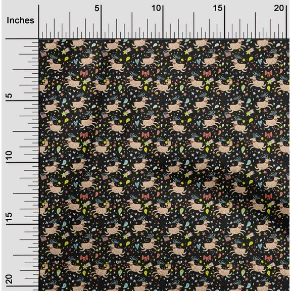 oneOone Cotton Flex Black Fabric Merry Christmas Sewing Material Print Fabric By The Yard 40 Inch Wide-QQM