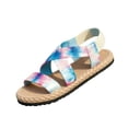 thumbnail image 2 of HTHLVMD Women's Boho Crisscross Strappy Sandals, Women's Flat Sandals Comfortable Open Toe Rubber Thong Cushion Easy to Clean for Women Indoor Outdoor Vacation, Blue 6, 2 of 5
