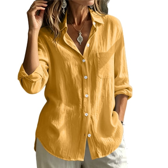 Kezqiaxn Womens Button Down Shirt Long Sleeve Collared Summer Tops Blouses for Women Dressy Casual Fashion Clothing