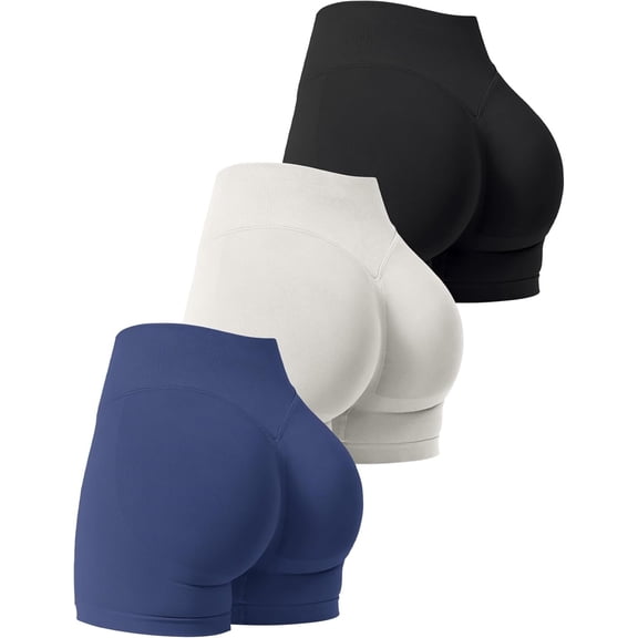 3 Pack Workout Gym Shorts Women Scrunch Butt Lifting Seamless High Waist Yoga Booty Shorts for Women