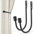 thumbnail image 1 of 2 Pieces Curtain Holdback, Metal U Shape Hook Wall Mounted Tieback Hook Drapery Accessories Decorative Curtain Drapery Holdback (black) SXQ, 1 of 2