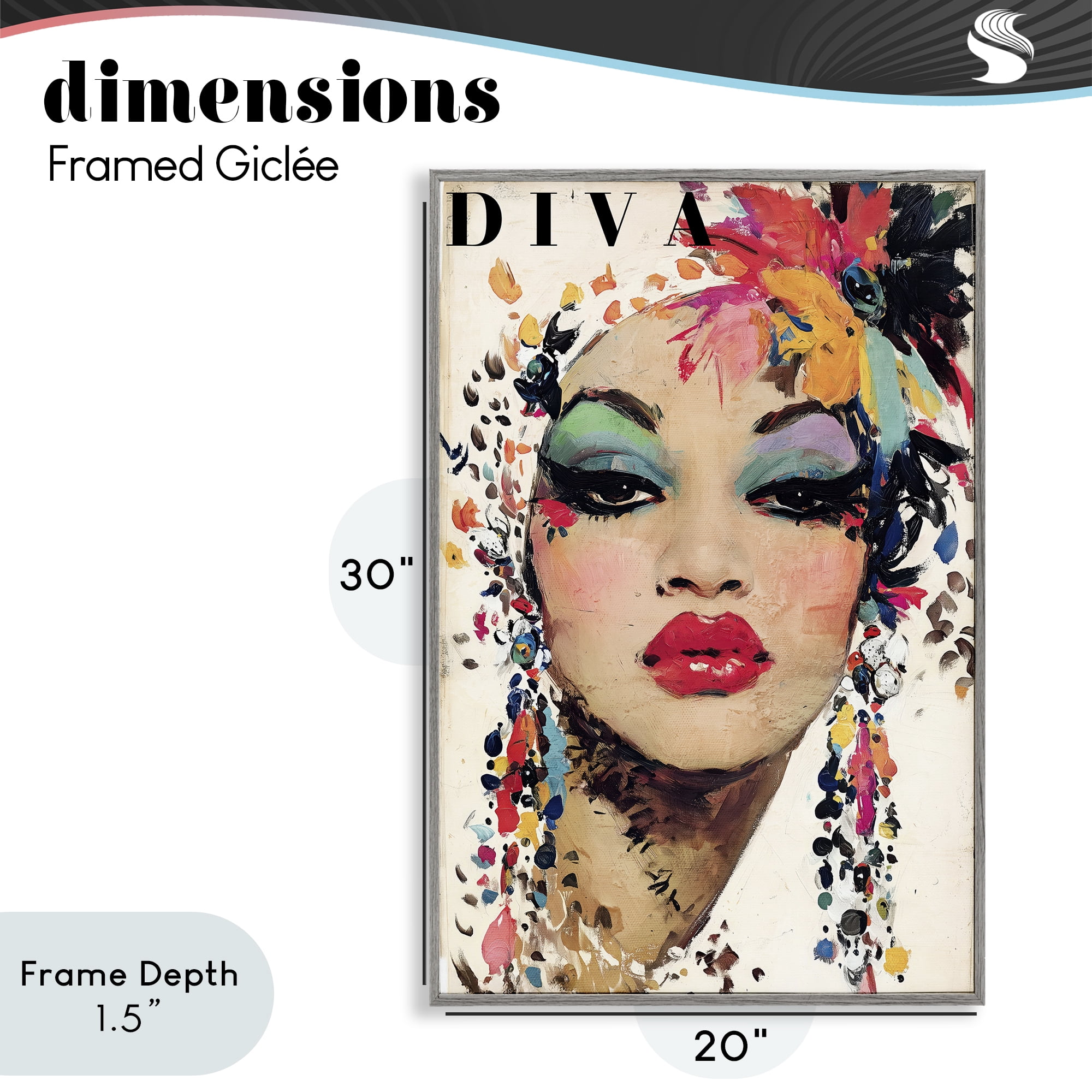 Stupell Industries Diva Fashion Portrait Gray Framed Giclee Art, design by Annabelle Hall