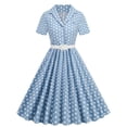 thumbnail image 1 of Birdeem Womens Comfy Summer Short Sleeve V-Neck Vintage Regular Wave Point Print Party Dress, 1 of 9