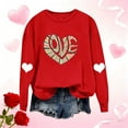 thumbnail image 4 of Women's Long Sleeve Tops Valentines Day Holiday Outfits Crewneck Sweatshirts Love Hearts Print Pullover Loose Fit (L, Red 03), 4 of 5