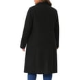 thumbnail image 3 of Agnes Orinda Women's Plus Size Overcoat Classic Stand Collar Long Sleeve Back Split Winter Long Coat with Pockets 2X Black, 3 of 6