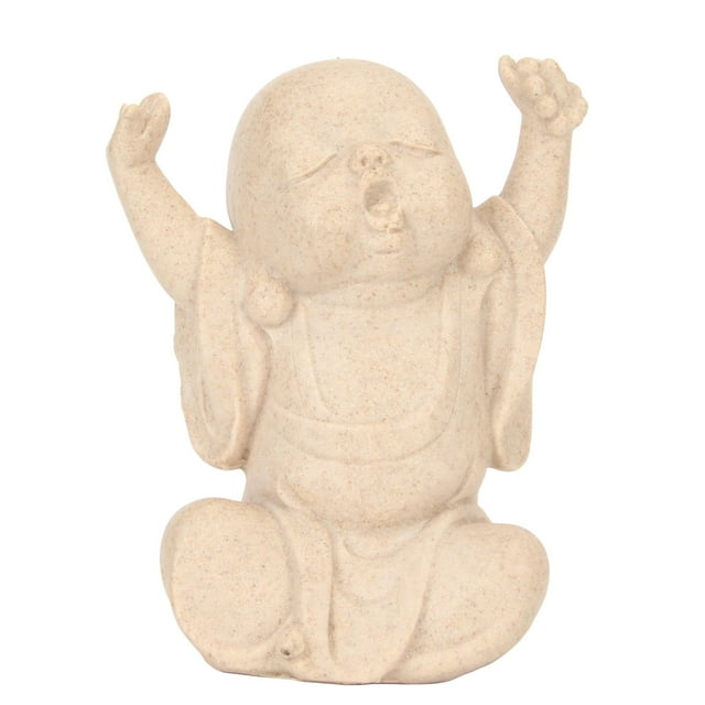 Estatua de monje bebé de arenisca vívida, figura de monje bebé, estatua de Buda, adorno para decoración del hogar y la oficina.