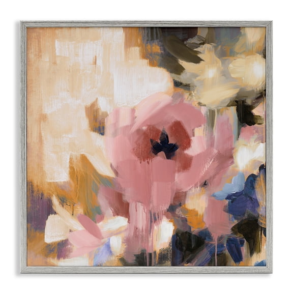 Stupell Industries Contemporary Abstract Pink Blossom Gray Framed Giclee Art, 24 x 24, by Liz Jardine