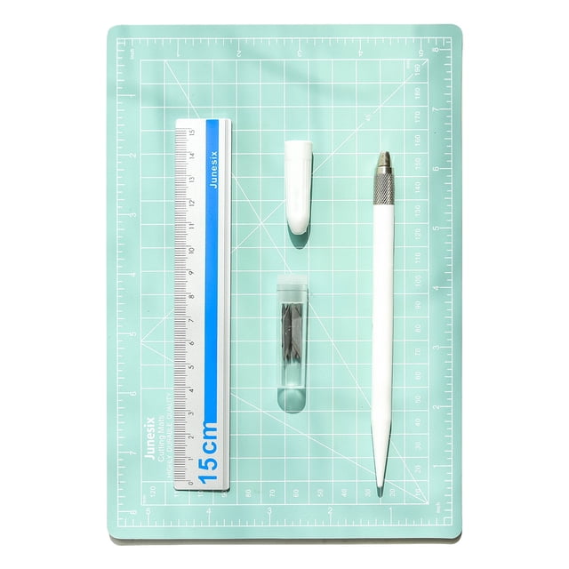 Amdohai A5 Cutting Mat Set Self Healing Craft Cutting Board Engraving Plate with Cutter Ruler 12 Replacement for DIY Arts & Crafts Projects Office School Supplies