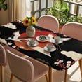 thumbnail image 3 of Japanese Style Table Cloths for 6 Foot Rectangle Tables, Modern Cranes Cherry Flower Wave Red Brown Patio Waterproof Elastic Fitted Tablecloths, Washable Rectangular Table Cover for Camping, 3 of 8