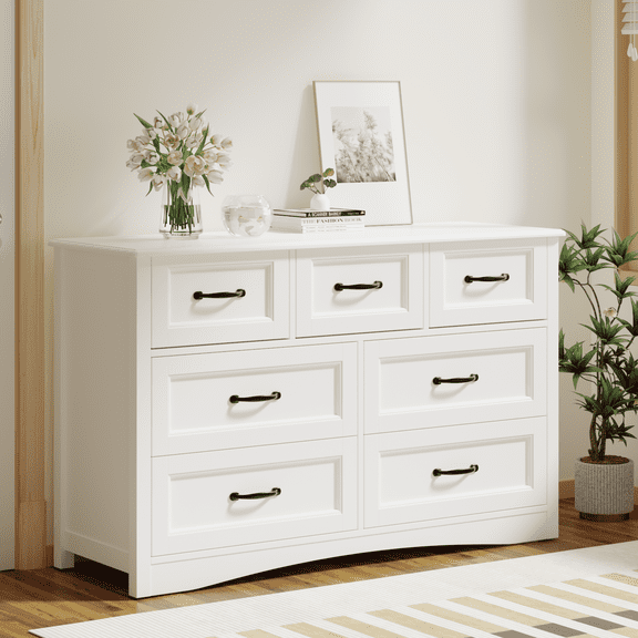 Dresser for Bedroom, Asofer 7-Drawer White Dresser with Metal Handle, Asofer 6-Drawer White Dresser with Metal Handle, Chest of Drawers for Living Room