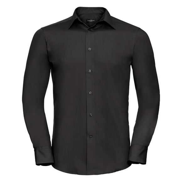 Russell Collection Mens Long Sleeve Poly-Cotton Easy Care Tailored Poplin Shirt