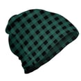 thumbnail image 1 of Abstract Unisex Beanie, Scottish Tartan Like View, Hiking Outdoors, Dark Teal Charcoal Grey, by Ambesonne, 1 of 1