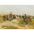 thumbnail image 2 of Adam Kazimierz Ciemniewski 18x14 Black Ornate Wood Framed Double Matted Museum Art Print Titled - Riders Arriving at a Village (1892), 2 of 5