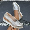 thumbnail image 2 of Xfvqtps Womens Glitter Espadrille Flats Casual Wedge Heel Slip on Shoes Lightweight Moccasins for Everyday Wear Silver, 2 of 6