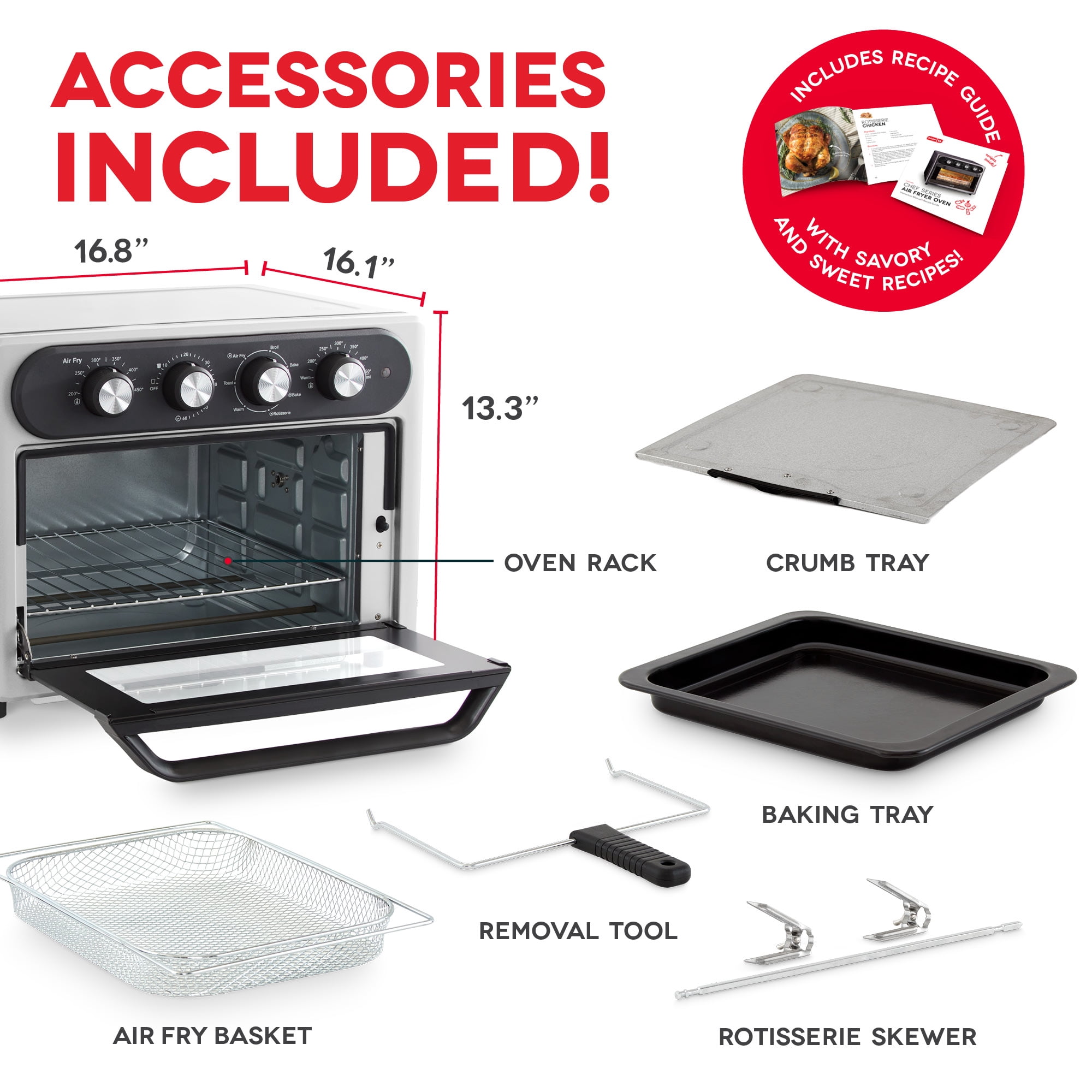 Dash Chef Series 24.3 qt Air Fryers, Silver - Non-Stick