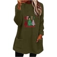 thumbnail image 2 of Women's Fuzzy Fleece Pullover Tops Christmas Trees Print 2023 Fall Fashion Warm Sherpa graphic Sweatshirt Casual Loose Fluffy Outerwear with Pockets, 2 of 4