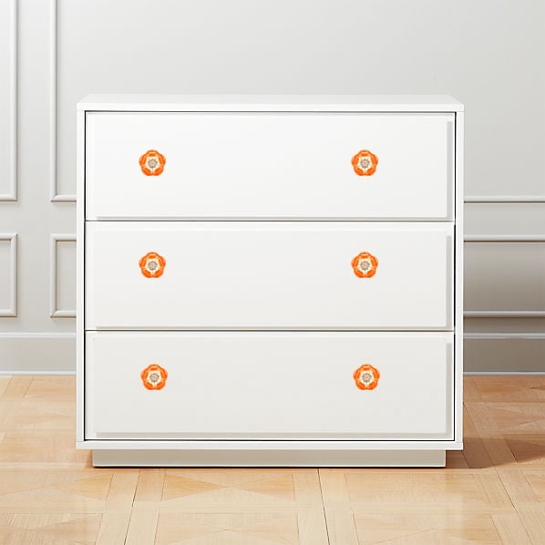 Set Of 6 Azalea Orange Ceramic Flower Shape Cabinet Knobs