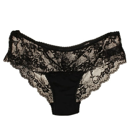 

BIZIZA Womens Briefs Low Rise See Through Plus Size Lace Panties Lingerie Sexy Black XXL