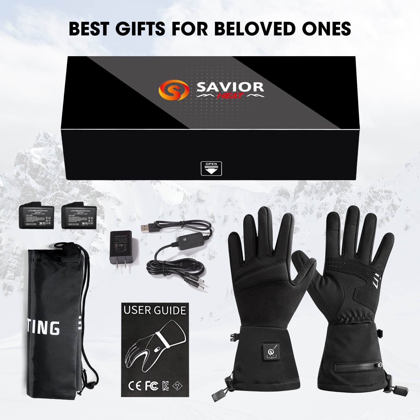SAVIOR HEAT Heated Glove Liners, 7.4V Rechargeable Heated Gloves with Touchscreen Function Thin Electric Gloves for Winter Hiking Riding Bicycling Skiing