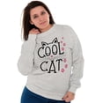 thumbnail image 4 of Crazy Lady Cool Cat Kitten Adorable Women Crewneck Sweatshirt Brisco Brands S, 4 of 5