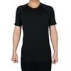 Men Polyester Athletic Short Sleeve Badminton Tennis Sports T-shirt Black M