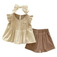 thumbnail image 1 of TZEWGL Outfit Sets For Infant Apricot Sleeveless Top And Shorts Summer Vocation Outfit Sets For Infants size 12-18M, 1 of 4