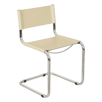 Breuer Chair Company Mart Stam Cantilever Side Chair w/ Chrome Steel Frame & Creme Bonded Leather by Furnish Theory