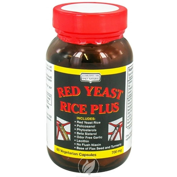 (4 Pack) Only Natural Red Yeast Rice Plus 60 Capvegi