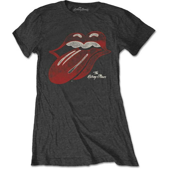 The Rolling Stones Ladies T-Shirt: Vintage Tongue Logo (Large)