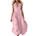 thumbnail image 2 of Gamivast Dresses for Women Sleeveless Button Front Shirt Dress Collared A-Line Maxi Dress with Pockets Casual Resort Vacation Beach Sundress Pink XXL, 2 of 6