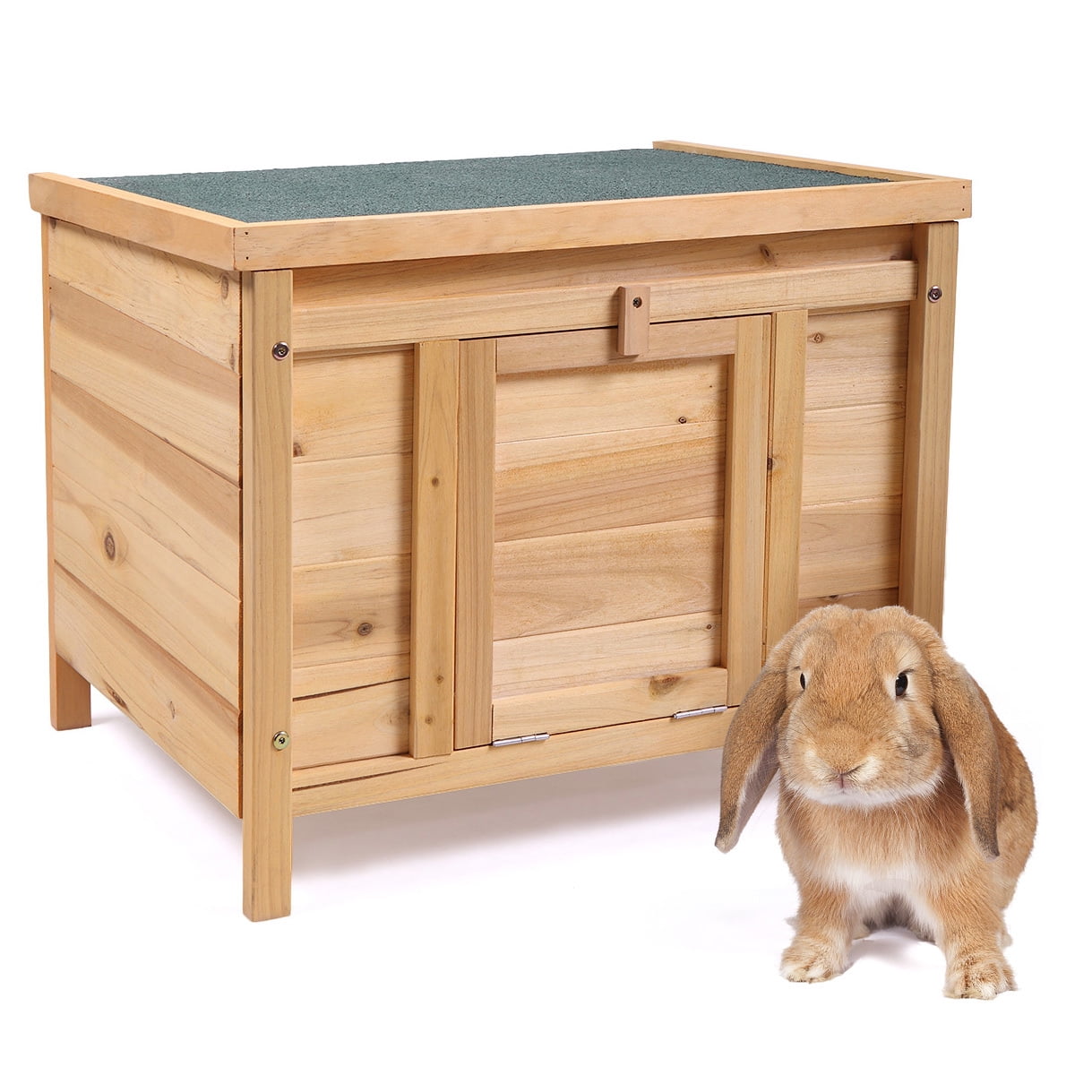 Pefilos 24" Wooden Indoor Rabbit Hutch and Kitty Shelter Condo Outdoor with Ladder Poultry Cage, Orange Pefilos 24" Wooden Indoor Rabbit Hutch and Kitty Shelter Condo Outdoor with Ladder Poultry Cage, Orange