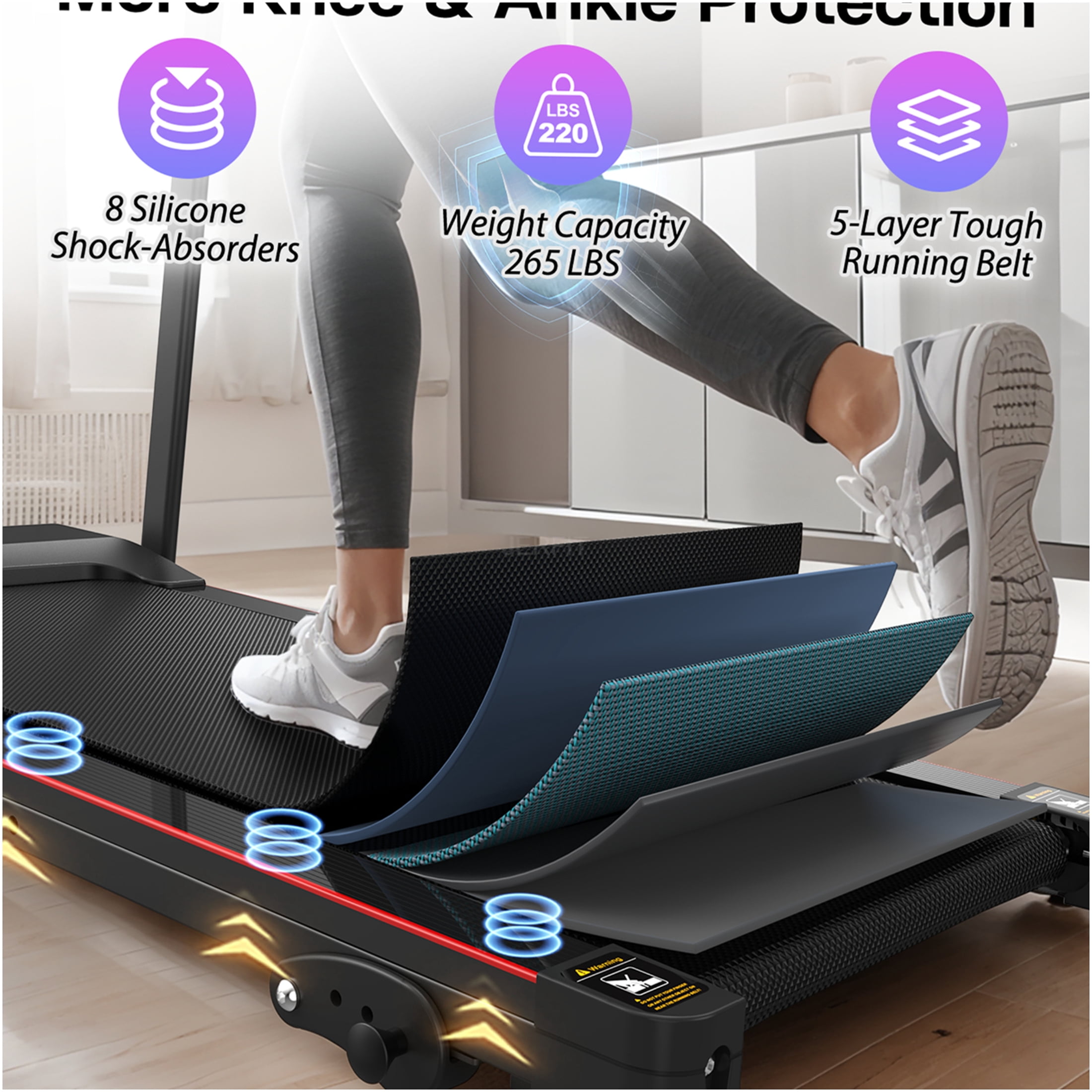 JERFIT Electric Folding Treadmill for Home, 2.5HP Motor 12KM/H Speed, 3-Level Incline, Bluetooth Speaker, Compact Running Machine for Cardio Workout