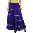 thumbnail image 2 of Bimba Womens Long Flaired Cotton Skirt Boho Maxi Bottoms Elastic Waist Indian Clothing, 2 of 7