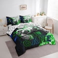 thumbnail image 3 of Feelyou 3D Green Gamepad Bedding Comforter Set 7 Pieces for Kids, Artwork Fashion Honeycomb Full Bedding Set, Video Gaming Controller Reversible Fitted Sheet Flat Sheet, Luxury Bedroom Decor, 3 of 7
