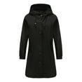 thumbnail image 4 of Women's Coats for Cold Winter Women's New Solid Hooded Windbreaker Casual Long Coat Loose Large Outdoor Windbreaker Long Sleeve Hooded Casual Coat Jacket, 4 of 6