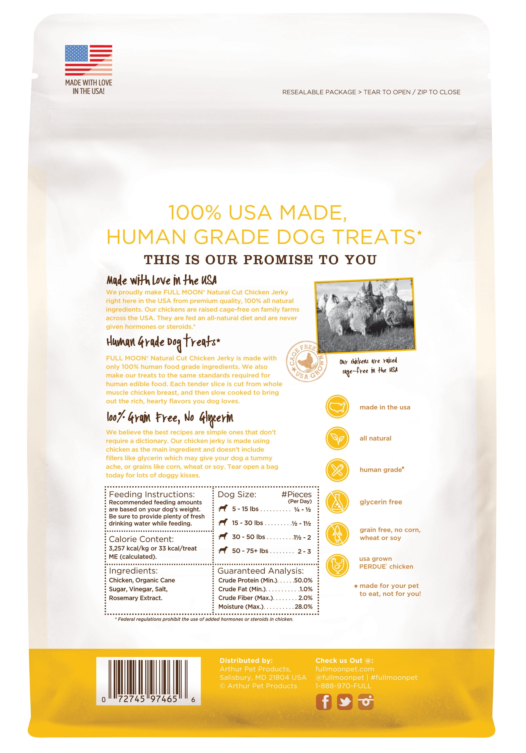 FULL MOON® All Natural Human Grade Dog Treats, Sliced Chicken Jerky, 12 Ounce, Dry, Jerky Treats