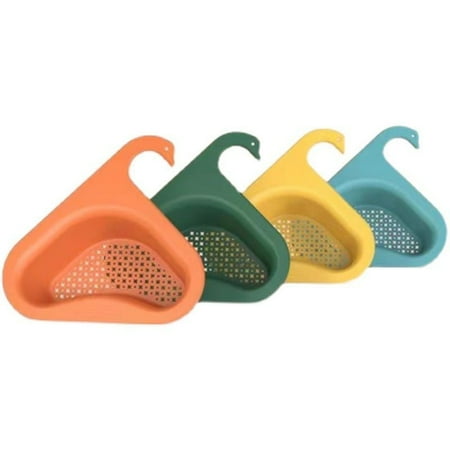 

Livesture Household Sink Hanging Fruit And Vegetable Filter Water Drain Basket Kitchen Dry And Wet Separation Swan Drain Basket Mix color 4PCS Set